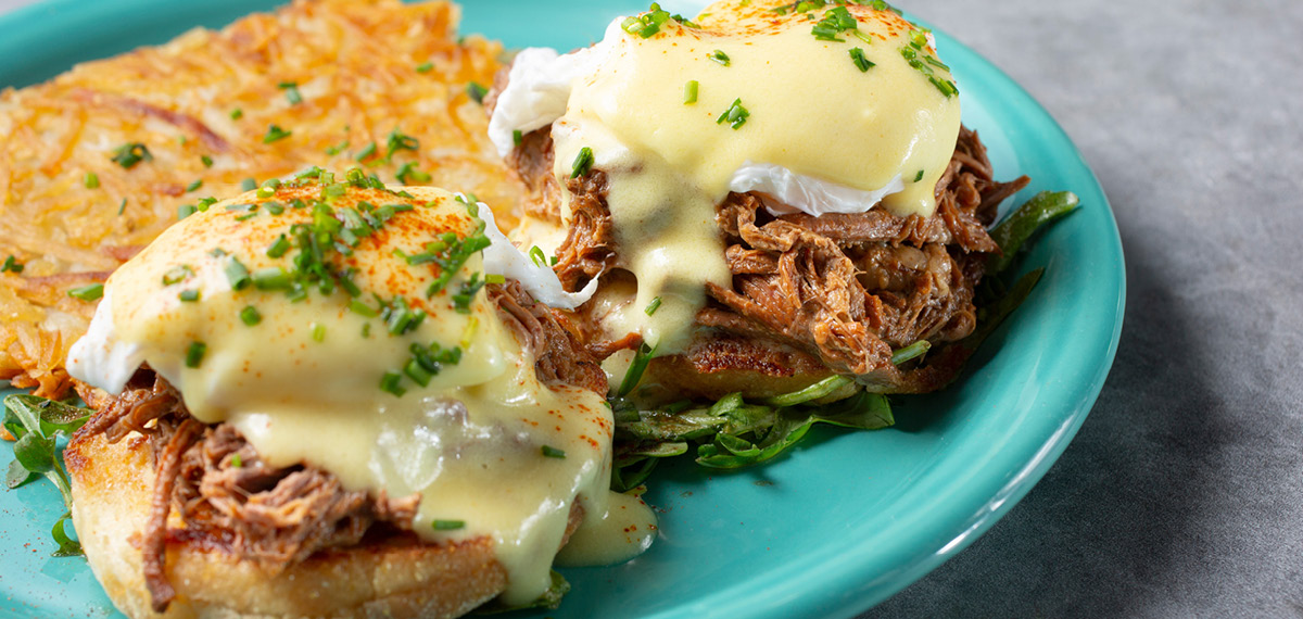pulled pork eggs benedict