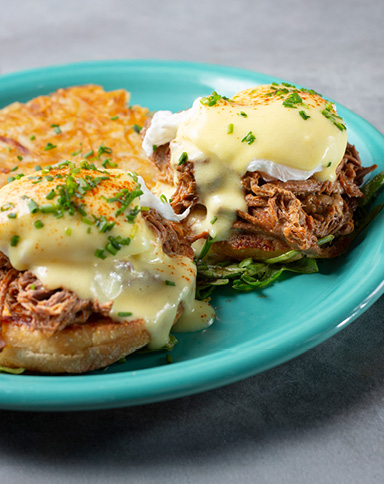 pulled pork eggs benedict